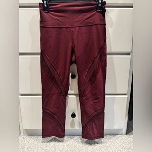 Lululemon Athletica Red Leggings with Geometric Seam Design